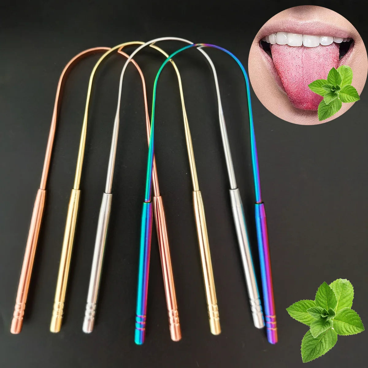 U Stainless Steel Tongue Scraper Cleaner Fresh Breath Dental Cleaning Coated Tongue Scrapper Toothbrush Oral Hygiene Care Tools