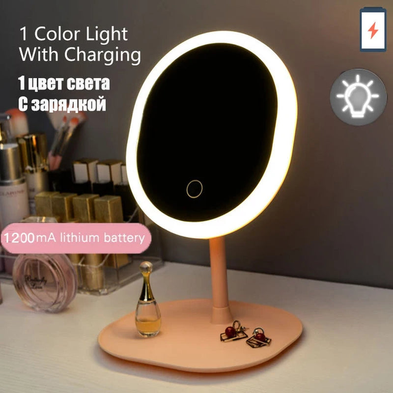 LED Makeup Mirror Touch Adjustable Lighting Desktop Makeup Mirror with Light Creative Makeup LED Light Mirrors