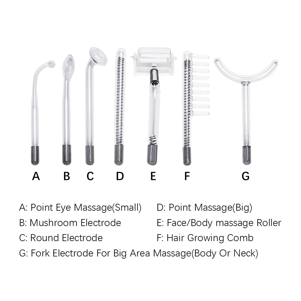 7In1 High Frequency Facial Machine Electrode Glass Tube Wand Spot Acne Remover High Frequency Facial SPA Skin Care